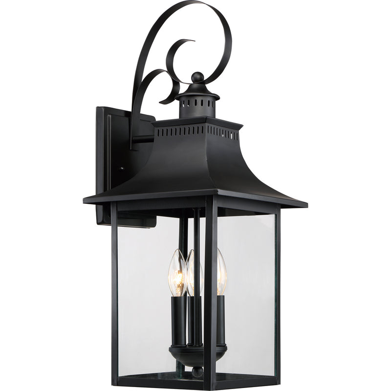 Quoizel CCR8410K Chancellor Three Light Outdoor Wall Lantern, Mystic Black Main Image.jpg