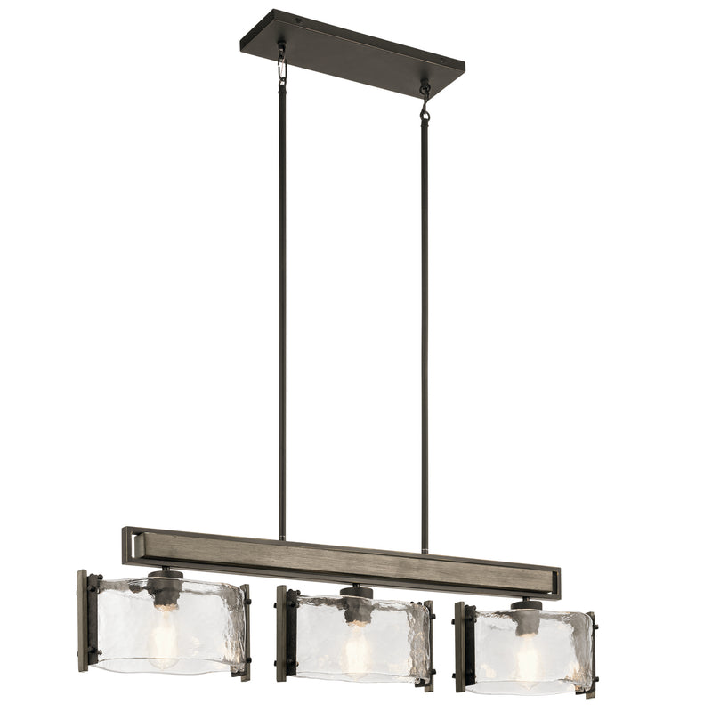 Kichler 43896OZ Three Light Linear Chandelier, Olde Bronze