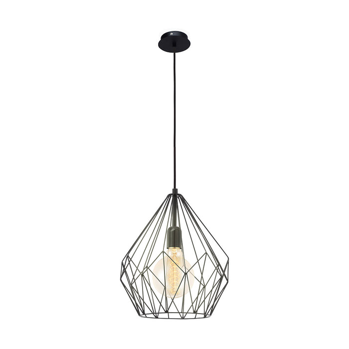 Eglo USA 49257A Carlton One Light Pendant Black Main Image.jpg