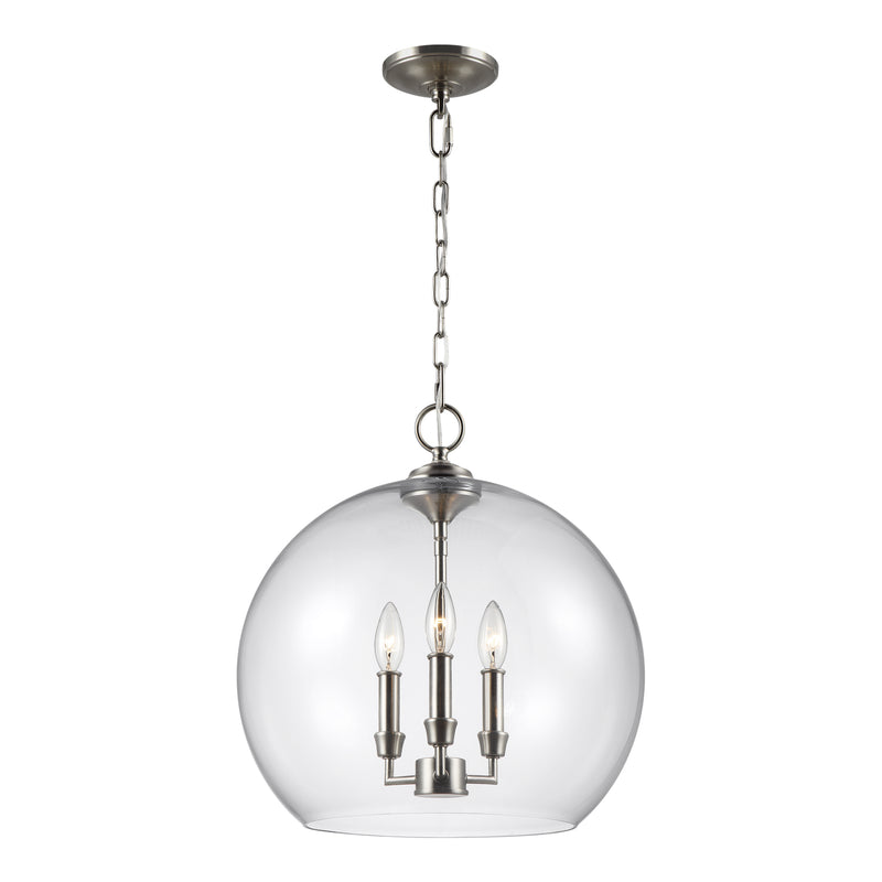 Visual Comfort Studio F3155/3SN Lawler Three Light Pendant, Satin Nickel Main Image.jpg