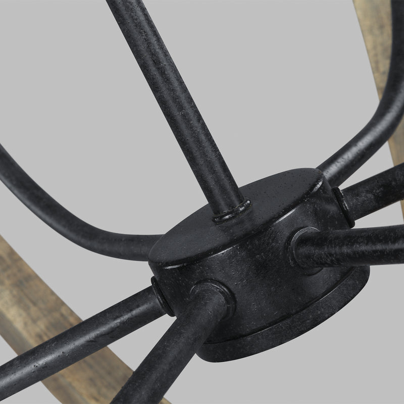 Visual Comfort Studio F3186/6WOW/AF Allier Six Light Pendant, Weathered Oak Wood / Antique Forged Iron Alternate Image 4.jpg