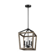 Visual Comfort Studio F3190/4WOW/AF Gannet Four Light Chandelier, Weathered Oak Wood / Antique Forged Iron Main Image.jpg