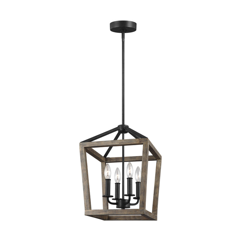 Visual Comfort Studio F3190/4WOW/AF Gannet Four Light Chandelier, Weathered Oak Wood / Antique Forged Iron Main Image.jpg
