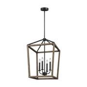 Visual Comfort Studio F3191/4WOW/AF Gannet Four Light Chandelier, Weathered Oak Wood / Antique Forged Iron Main Image.jpg