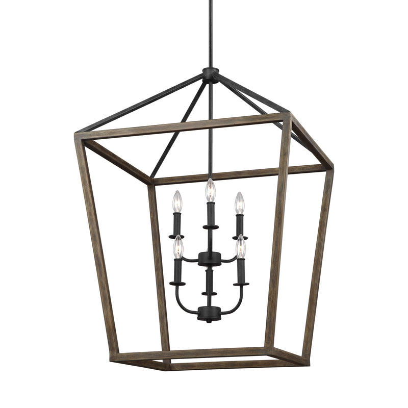 Visual Comfort Studio F3192/6WOW/AF Gannet Six Light Chandelier, Weathered Oak Wood / Antique Forged Iron Alternate Image.jpg