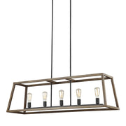 Visual Comfort Studio F3193/5WOW/AF Gannet Five Light Linear Chandelier, Weathered Oak Wood / Antique Forged Iron Alternate Image 2.jpg