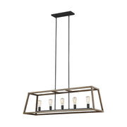 Visual Comfort Studio F3193/5WOW/AF Gannet Five Light Linear Chandelier, Weathered Oak Wood / Antique Forged Iron Main Image.jpg