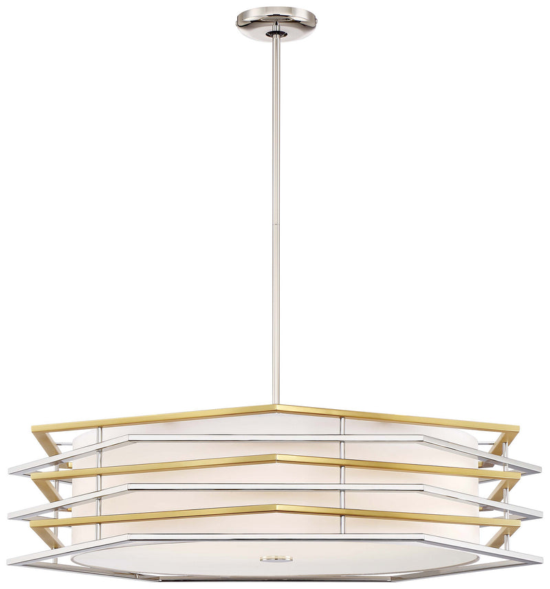 George Kovacs P1073-657-L Levels LED Pendant, Polished Nickel W/Honey Gold Main Image.jpg