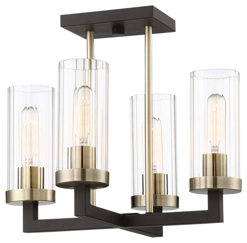 Minka-Lavery 3049-560 Ainsley Court Four Light Semi Flush Mount, Aged Kinston Bronze w/Brushed Brass Main Image.jpg