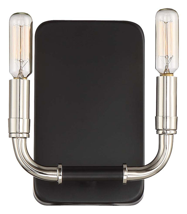 Minka-Lavery 4062-572 Liege Two Light Wall Sconce, Coal w/Polished Nickel Highlights Main Image.jpg