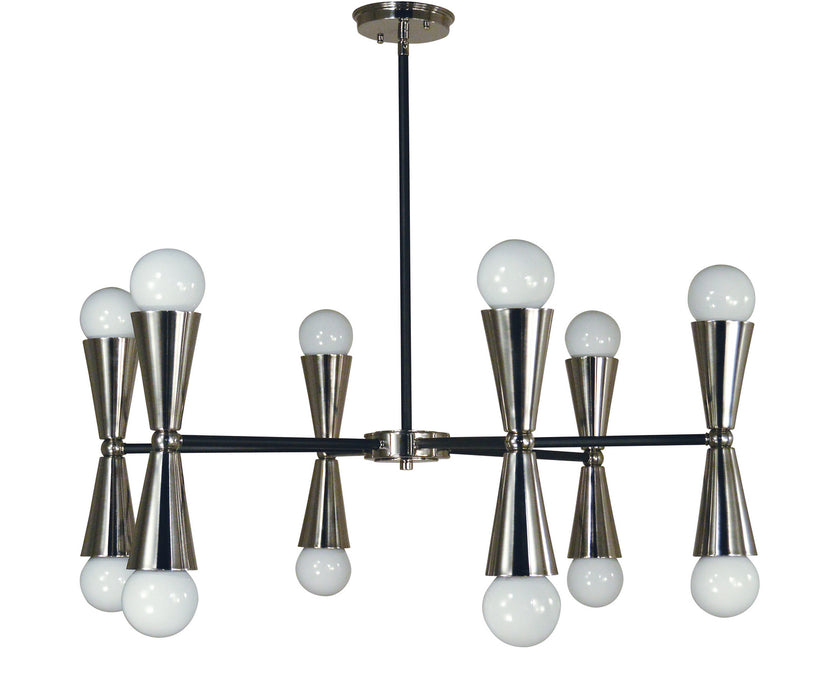 Framburg 3036 PN/MBLACK Equinox 12 Light Chandelier, Polished Nickel with Matte Black Accents Main Image.jpg