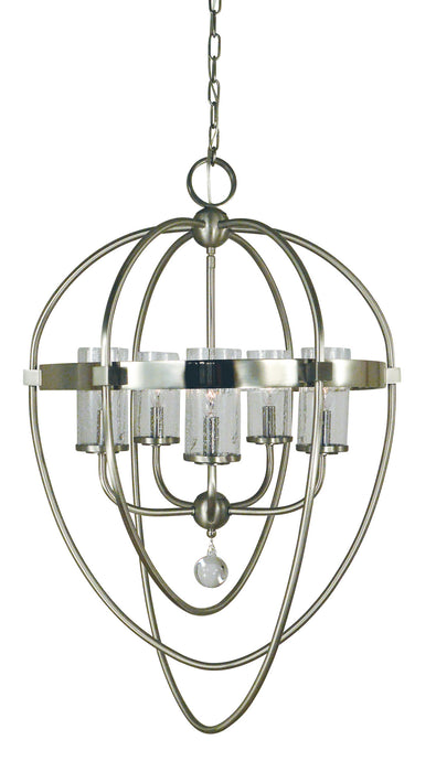 Framburg 3045 BN/PN Margaux Five Light Foyer Chandelier, Brushed Nickel with Polished Nickel Accents Main Image.jpg