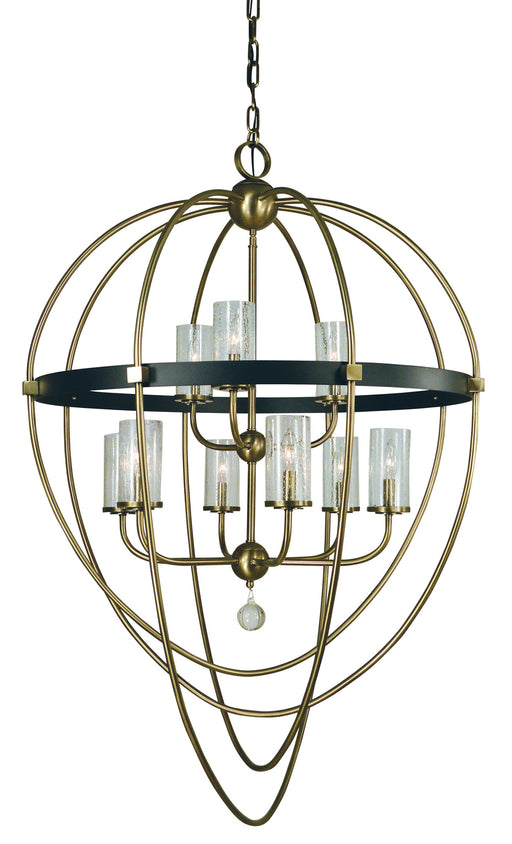 Framburg 3049 AB/MBLACK Margaux Nine Light Foyer Chandelier, Antique Brass with Matte Black Accents Main Image.jpg