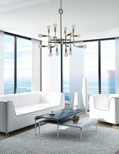 Framburg 3056 PN/MBLACK Fusion 16 Light Chandelier, Polished Nickel with Matte Black Accents Alternate Image.jpg