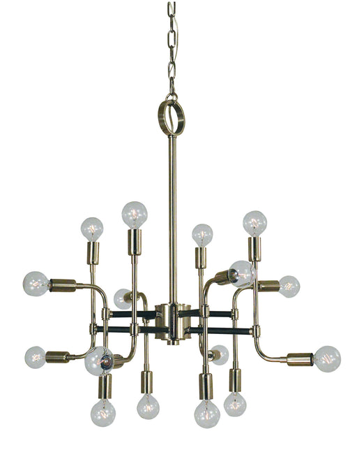 Framburg 3056 PN/MBLACK Fusion 16 Light Chandelier, Polished Nickel with Matte Black Accents Main Image.jpg