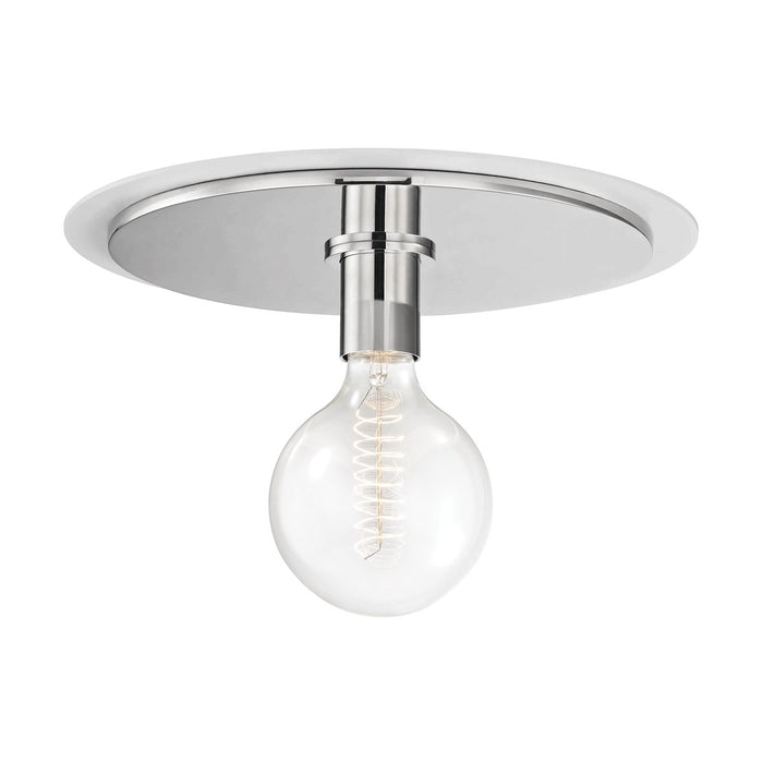 Mitzi H137501L-PN/WH Milo One Light Flush Mount, Polished Nickel/White Main Image.jpg