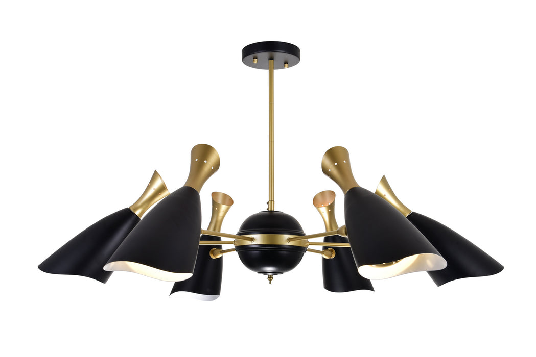 CWI Lighting 1016P43-6-129 Rolin 12 Light Chandelier Matte Black & Satin Gold Alt 1.jpg