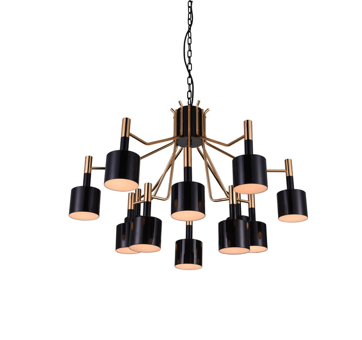 CWI Lighting 1017P32-12-129 Corna 12 Light Chandelier Matte Black & Satin Gold.jpg