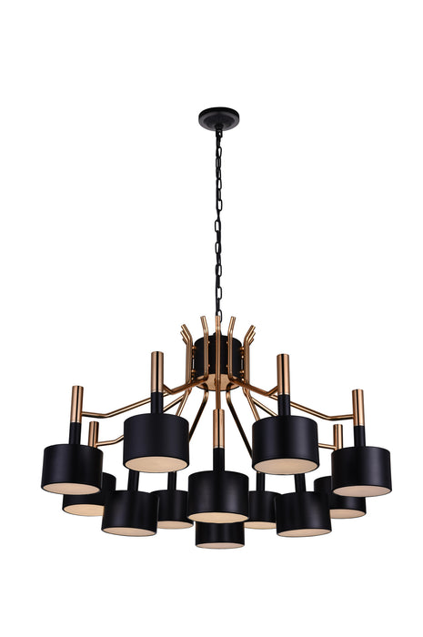 CWI Lighting 1017P32-12-129-A Corna 12 Light Chandelier Matte Black & Satin Gold.jpg