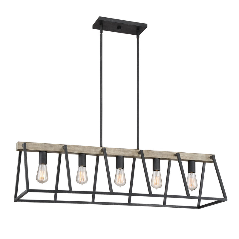 Quoizel BRT542GK Brockton Five Light Island Chandelier, Grey Ash Main Image.jpg