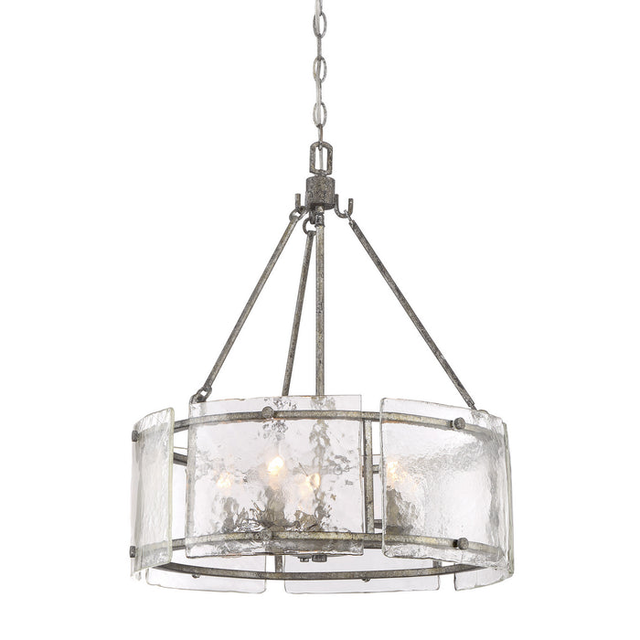 Quoizel FTS2821MM Fortress Five Light Pendant, Mottled Silver Alternate Image 3.jpg