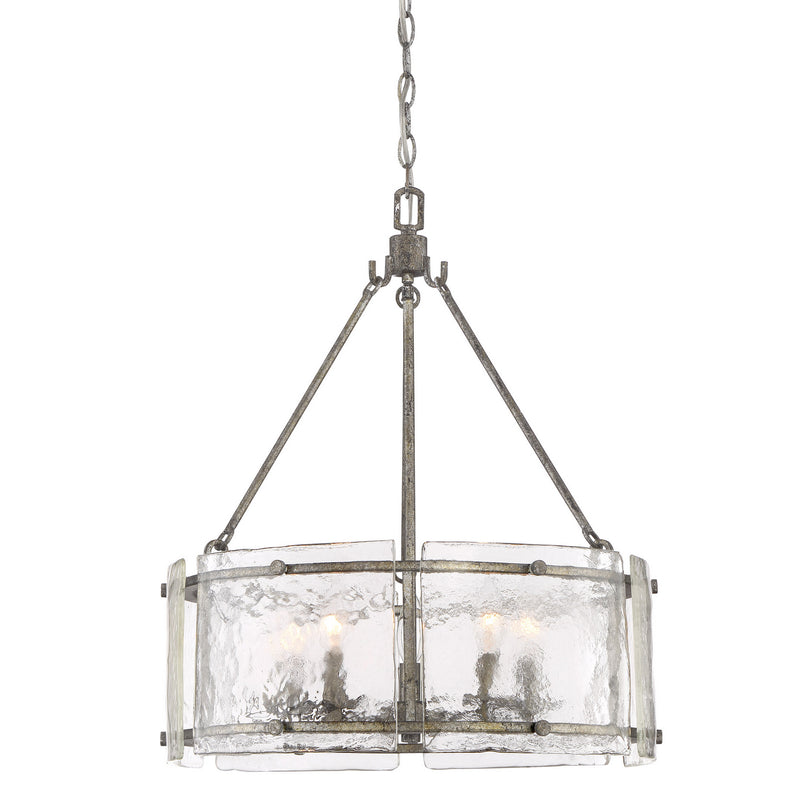 Quoizel FTS2821MM Fortress Five Light Pendant, Mottled Silver Main Image.jpg