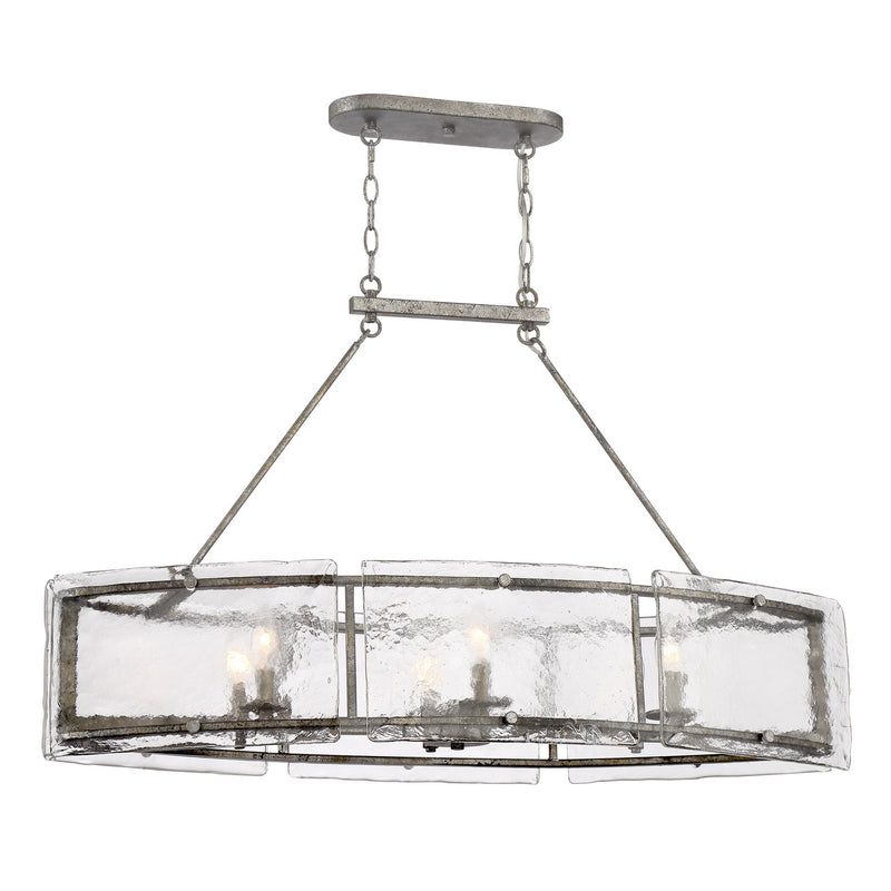 Quoizel FTS638MM Fortress Six Light Island Chandelier, Mottled Silver Main Image.jpg