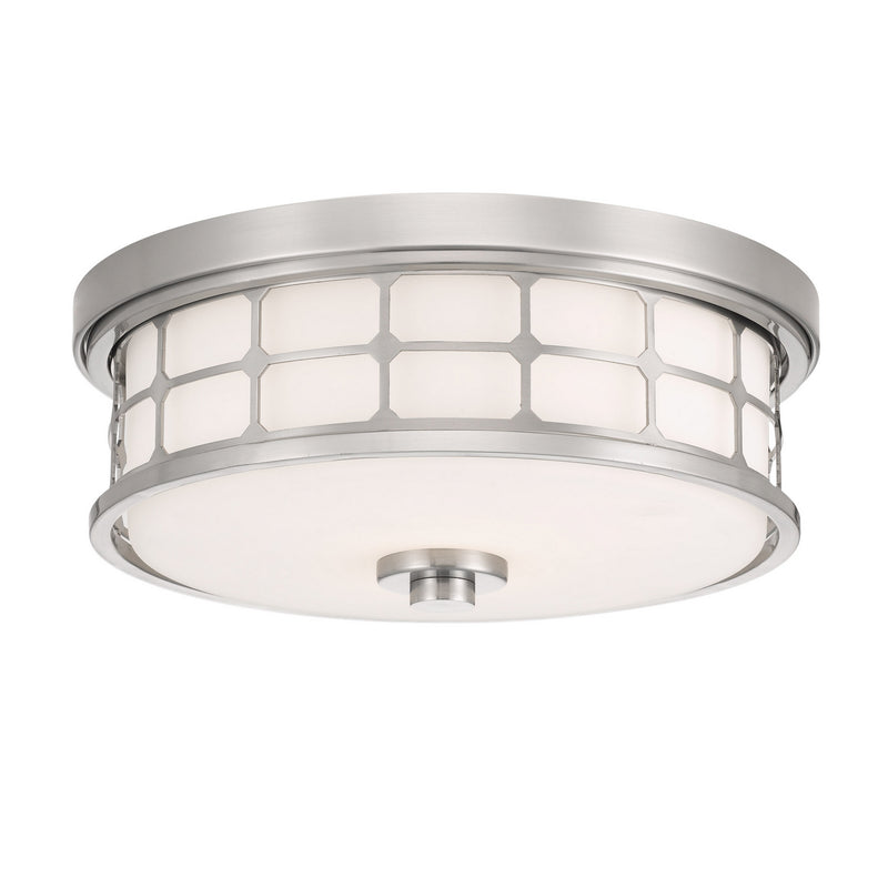 Quoizel QF3413BN Guardian Two Light Flush Mount, Brushed Nickel Main Image.jpg