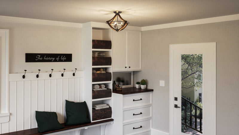 Quoizel SHR1716RK Shire Three Light Semi Flush Mount, Rustic Black Alternate Image 2.jpg