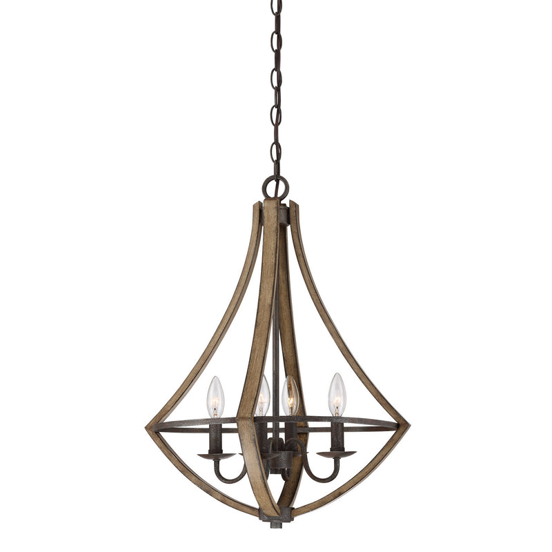 Quoizel SHR2818RK Shire Four Light Pendant, Rustic Black Main Image.jpg