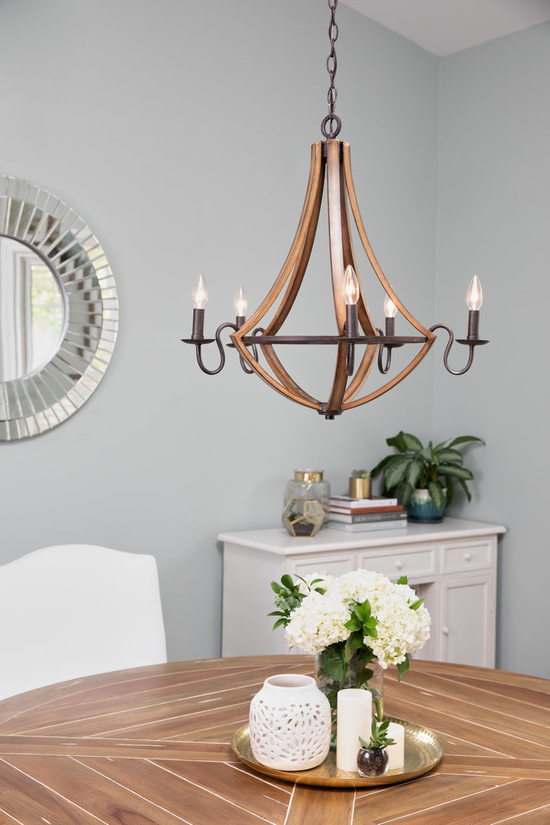Quoizel SHR5005RK Shire Five Light Chandelier, Rustic Black Alternate Image 4.jpg