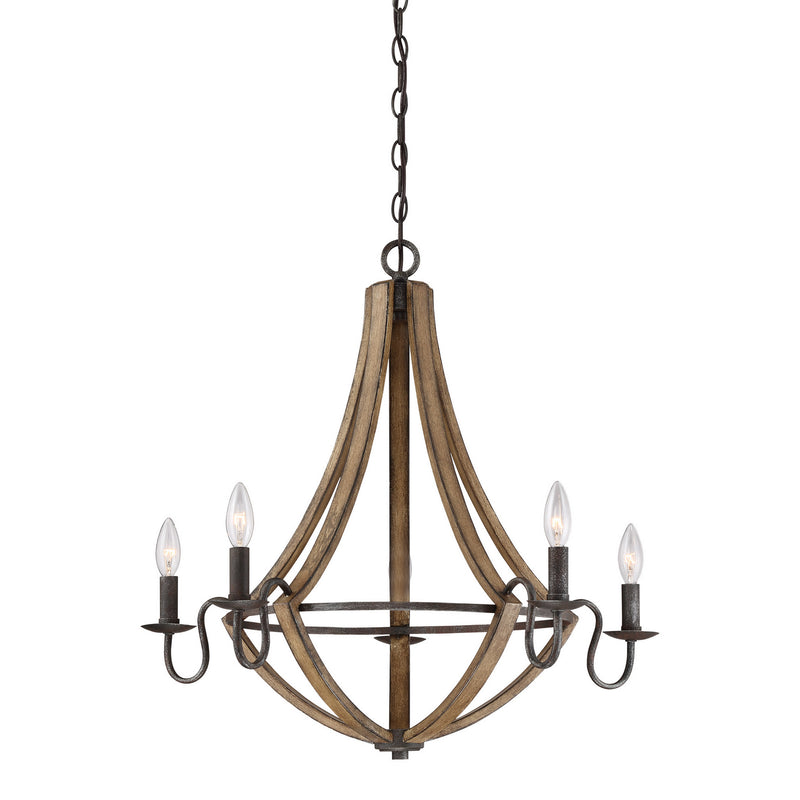 Quoizel SHR5005RK Shire Five Light Chandelier, Rustic Black Main Image.jpg