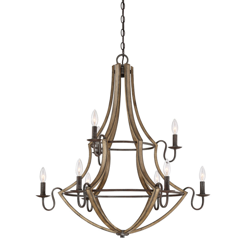 Quoizel SHR5009RK Shire Nine Light Chandelier, Rustic Black Main Image.jpg