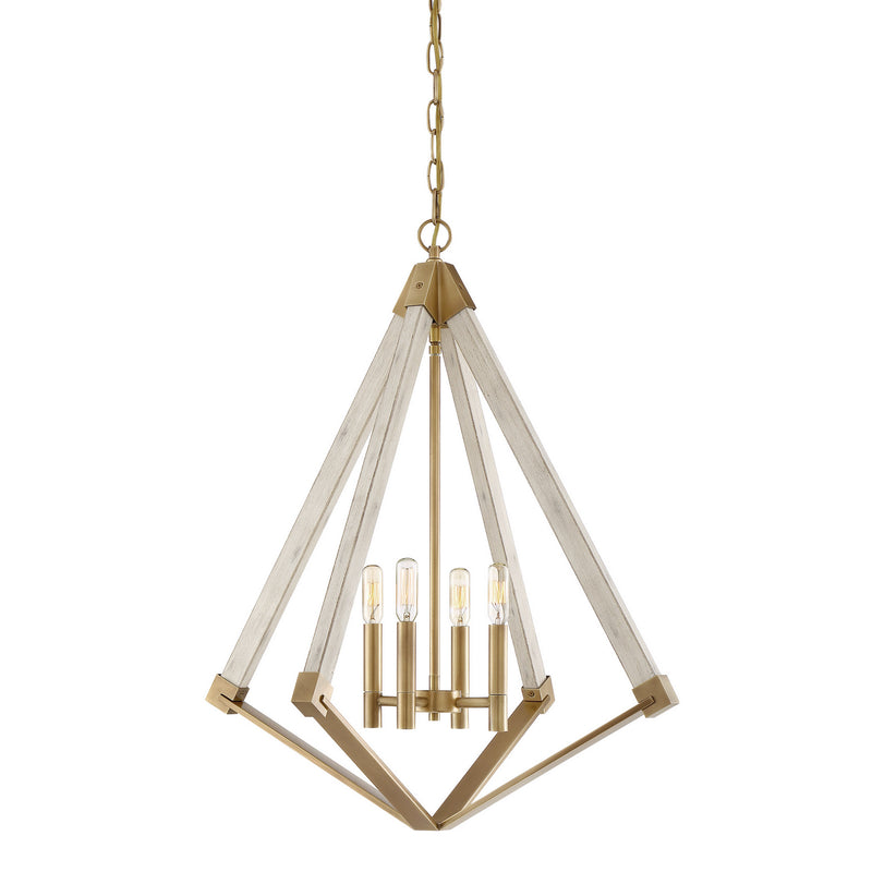 Quoizel VP5204WS Viewpoint Four Light Foyer Pendant, Weathered Brass Main Image.jpg