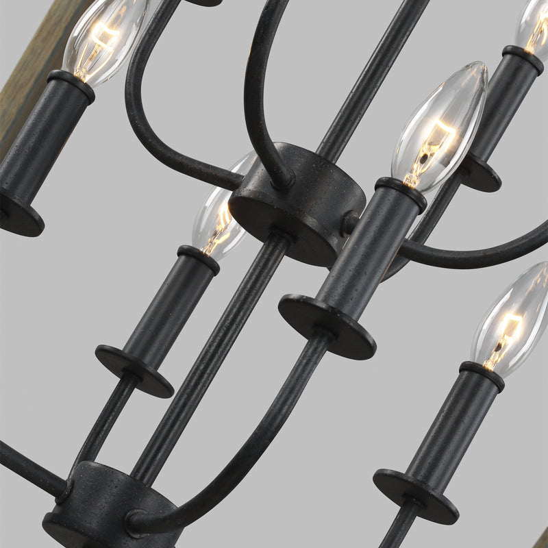 Visual Comfort Studio F3194/8WOW/AF Gannet Eight Light Chandelier, Weathered Oak Wood / Antique Forged Iron Alternate Image 2.jpg