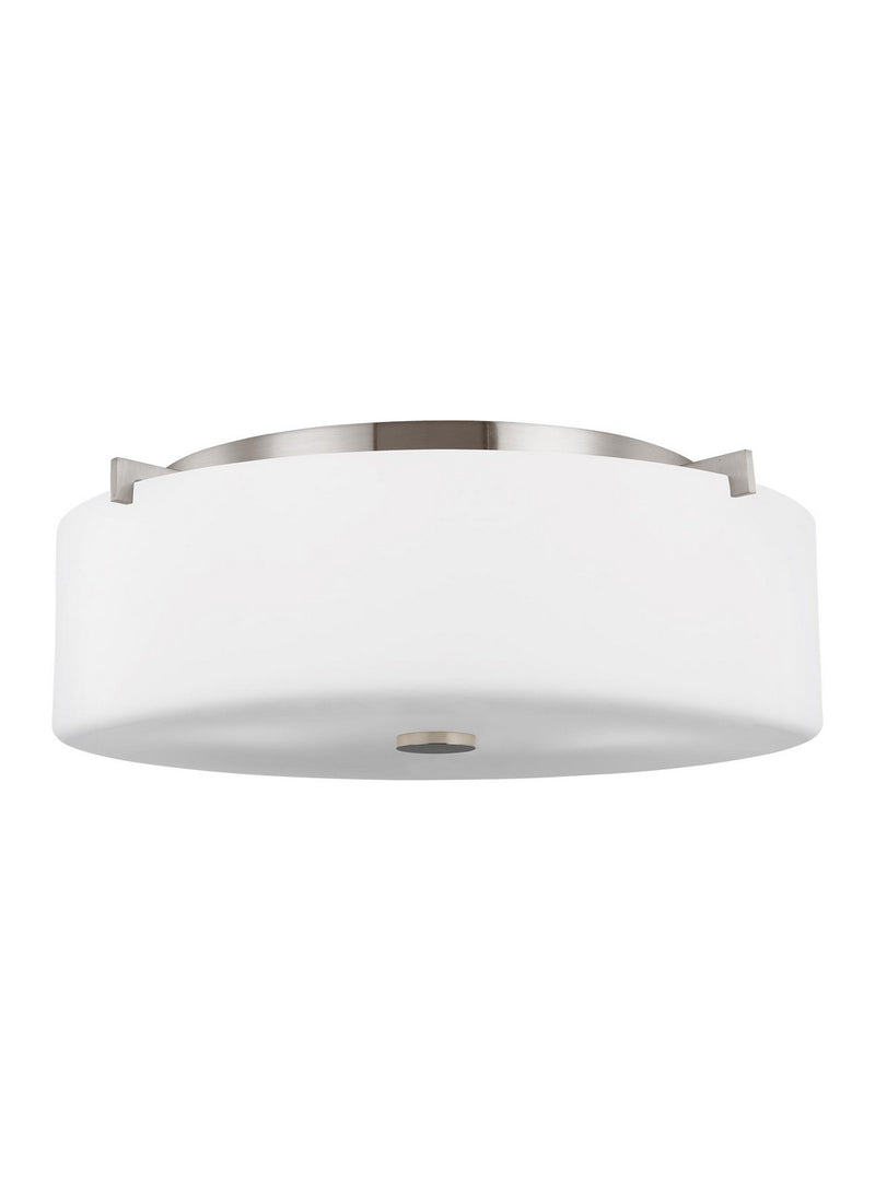 Generation Lighting FM312BS Sunset Drive Three Light Flush Mount, Brushed Steel Main Image.jpg
