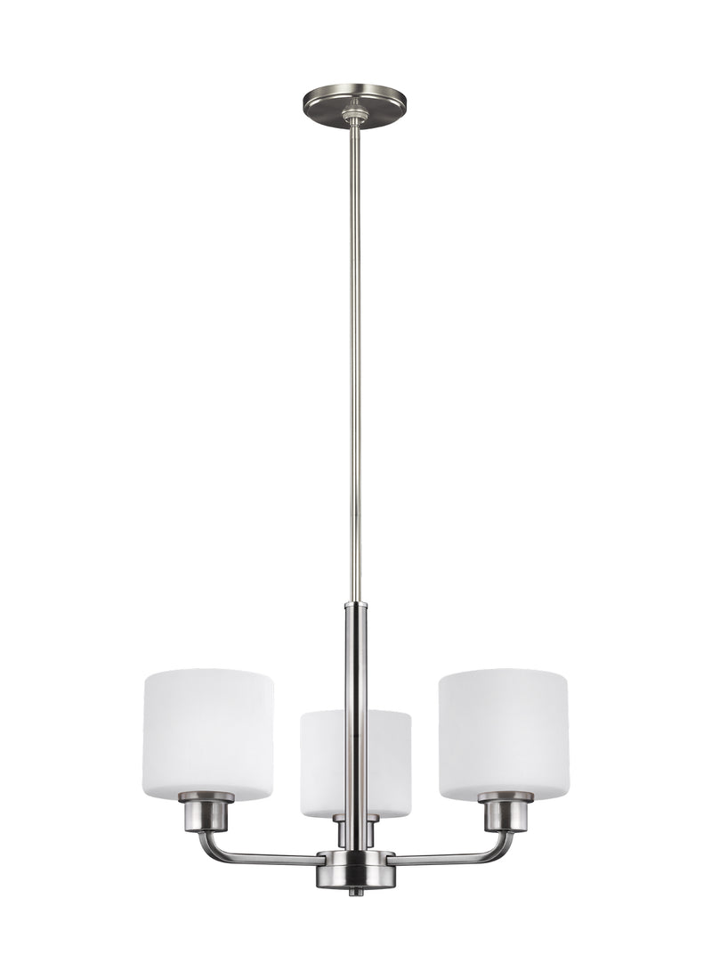Generation Lighting 3128803-962 Canfield Three Light Chandelier, Brushed Nickel Main Image.jpg