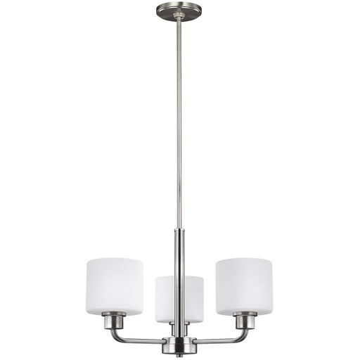 Generation Lighting 3128803EN3-962 Canfield Three Light Chandelier, Brushed Nickel Main Image.jpg