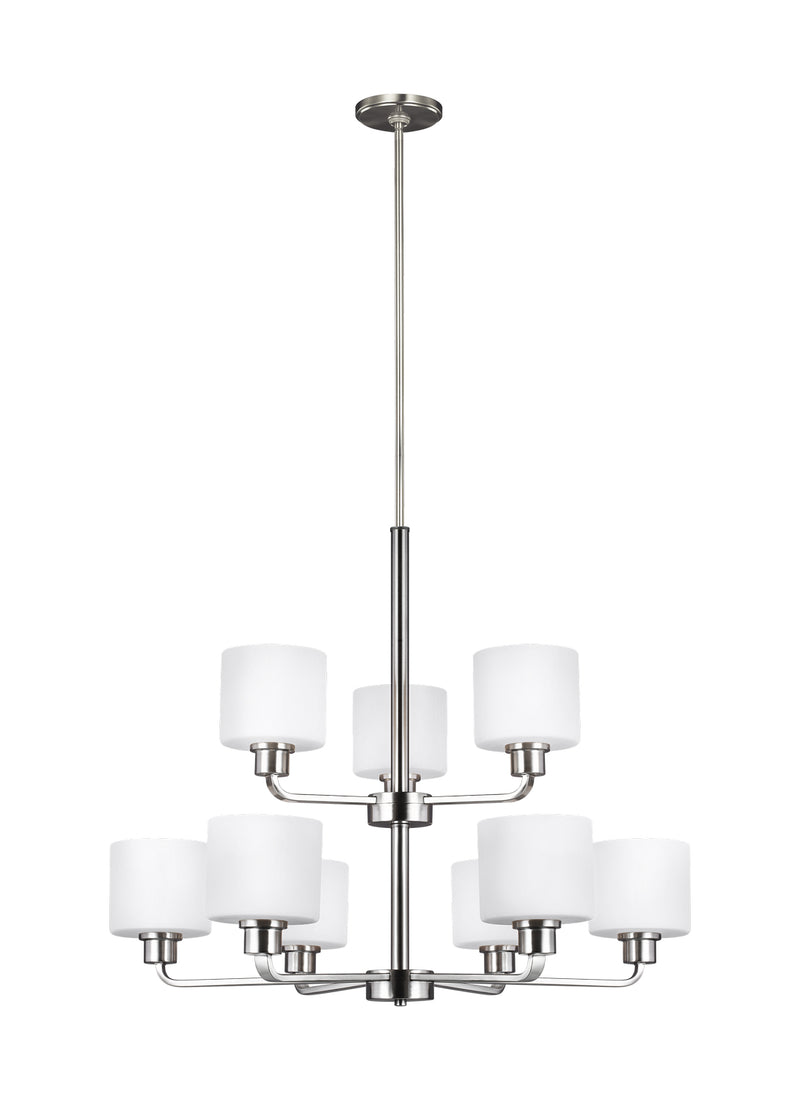 Generation Lighting 3128809-962 Canfield Nine Light Chandelier, Brushed Nickel Main Image.jpg