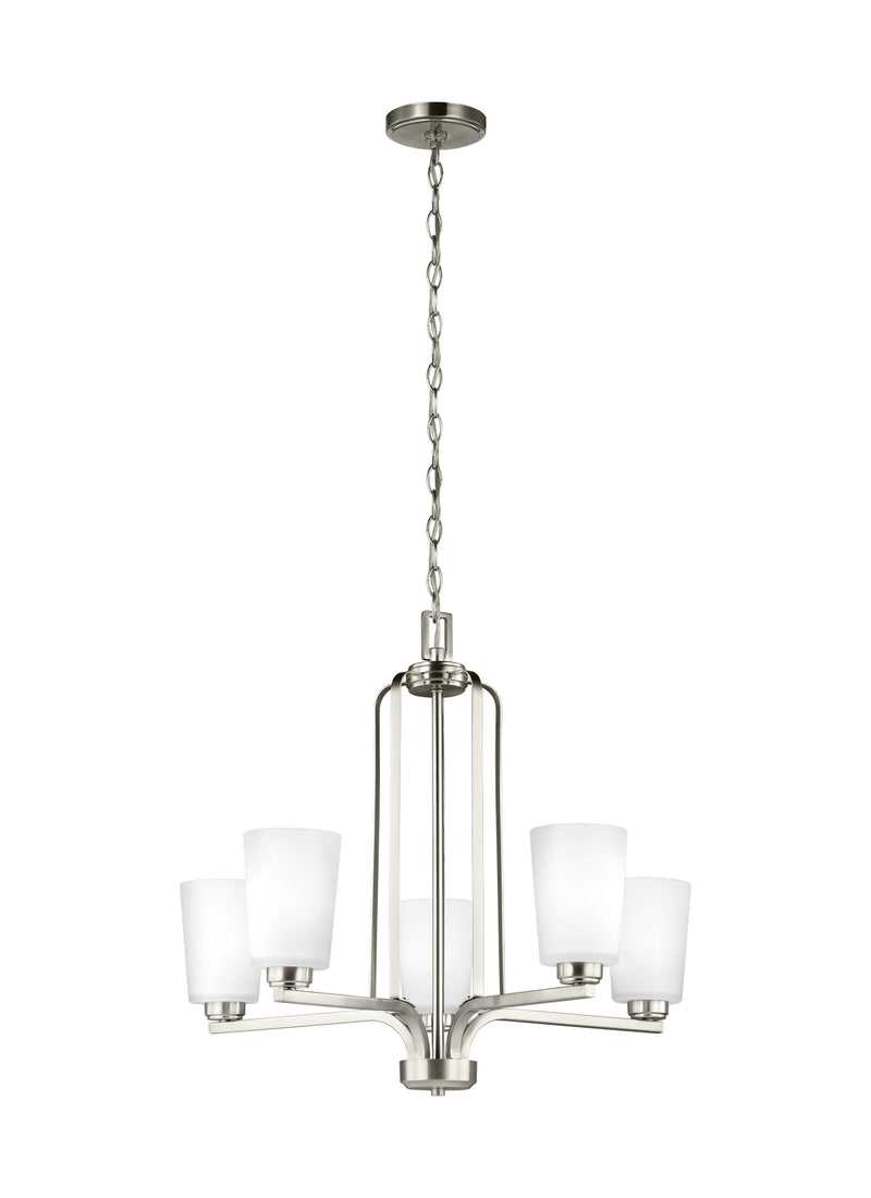 Generation Lighting 3128905EN3-962 Franport Five Light Chandelier, Brushed Nickel Main Image.jpg
