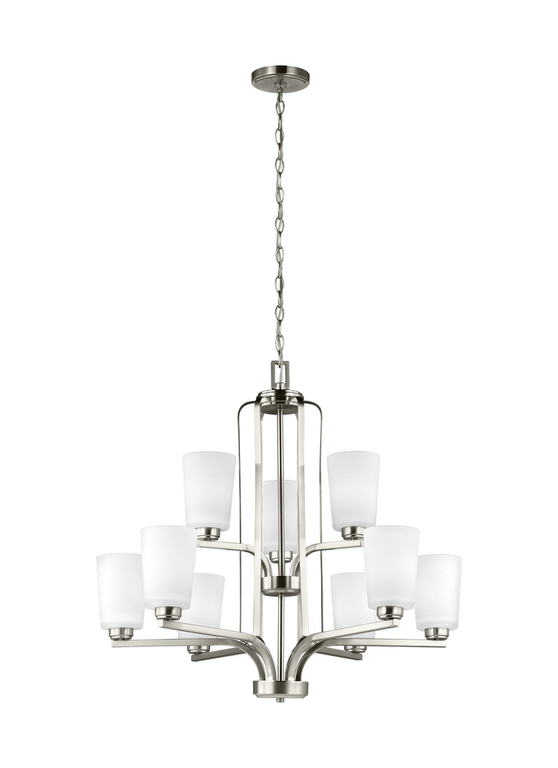 Generation Lighting 3128909EN3-962 Franport Nine Light Chandelier, Brushed Nickel Main Image.jpg