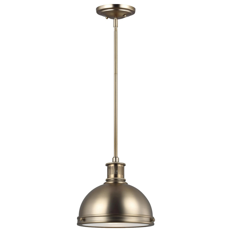 Generation Lighting 65085EN3-848 Pratt Street Metal One Light Pendant, Satin Brass Main Image.jpg