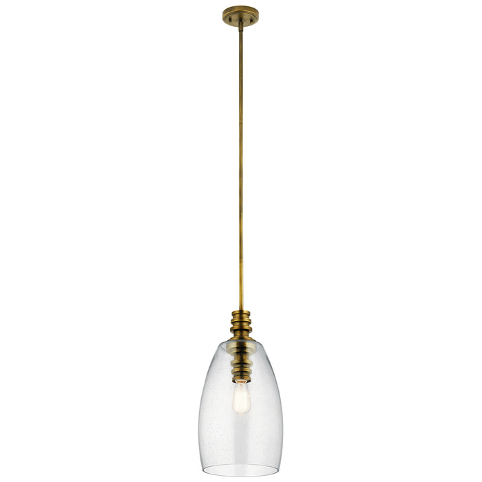 Kichler 43090NBR One Light Pendant, Natural Brass