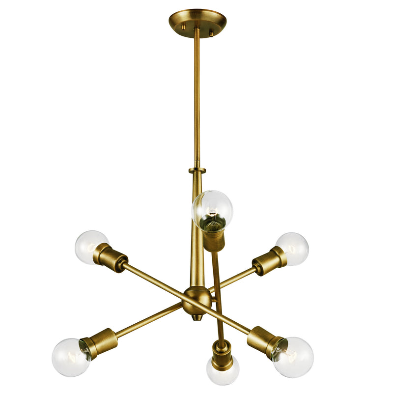 Kichler 43095NBR Six Light Chandelier, Natural Brass
