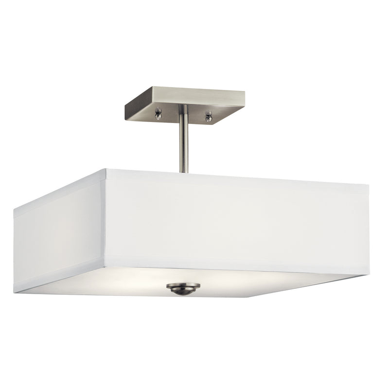 Kichler 43691NI Three Light Semi Flush Mount, Brushed Nickel