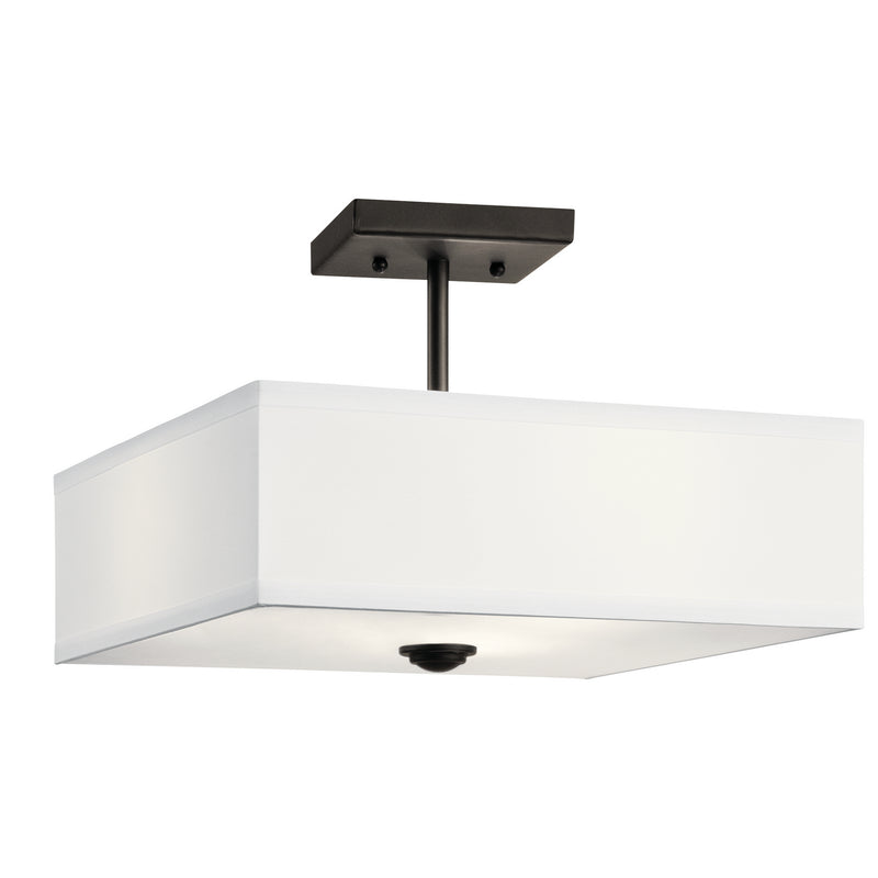 Kichler 43691OZ Three Light Semi Flush Mount, Olde Bronze