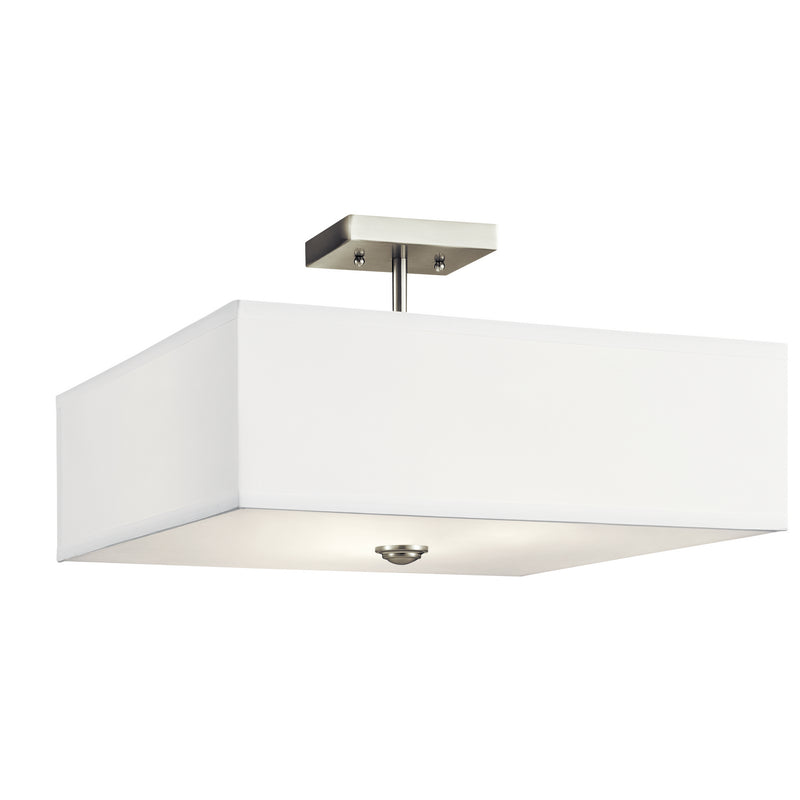 Kichler 43693NI Three Light Semi Flush Mount, Brushed Nickel