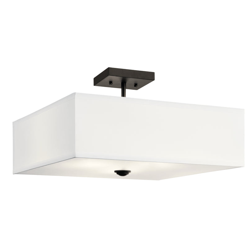 Kichler 43693OZ Three Light Semi Flush Mount, Olde Bronze