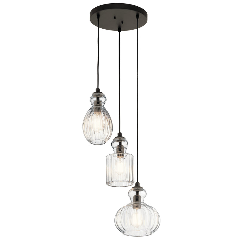 Kichler 43952OZ Three Light Pendant, Olde Bronze