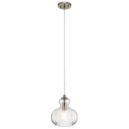 Kichler 43956NI Riviera One Light Mini Pendant, Brushed Nickel Main Image.jpg